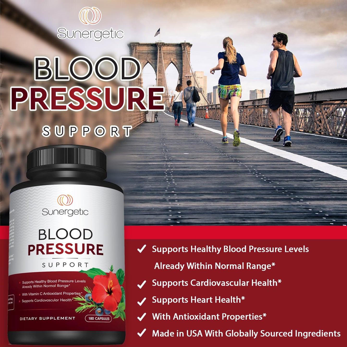 Premium Blood Pressure Support — Garlic, Hawthorn & Hibiscus (180 Capsules)