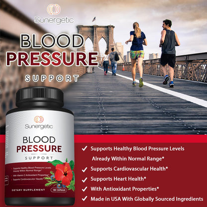 Premium Blood Pressure Support — Garlic, Hawthorn & Hibiscus (180 Capsules)