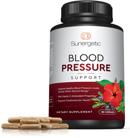 Premium Blood Pressure Support — Garlic, Hawthorn & Hibiscus (180 Capsules)