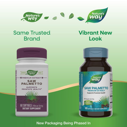 Nature's Way Saw Palmetto Premium Extract - Prostate Health Support (160 mg/serving) - 60 Softgels