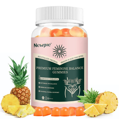 Premium Feminine Balance Gummies for Women – Pineapple, Vegan, Gluten-Free, Halal | 60 Gummies