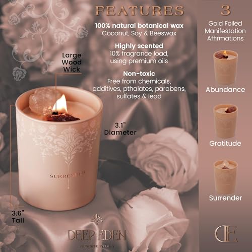 Luxury Crystal Candle for Women – Velvet Rose & Patchouli, Quartz Crystals
