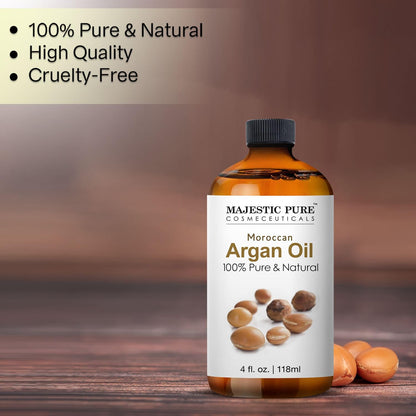 Majestic Pure Moroccan Argan Essential Oil – 4 Fl Oz | 100% Pure & Natural