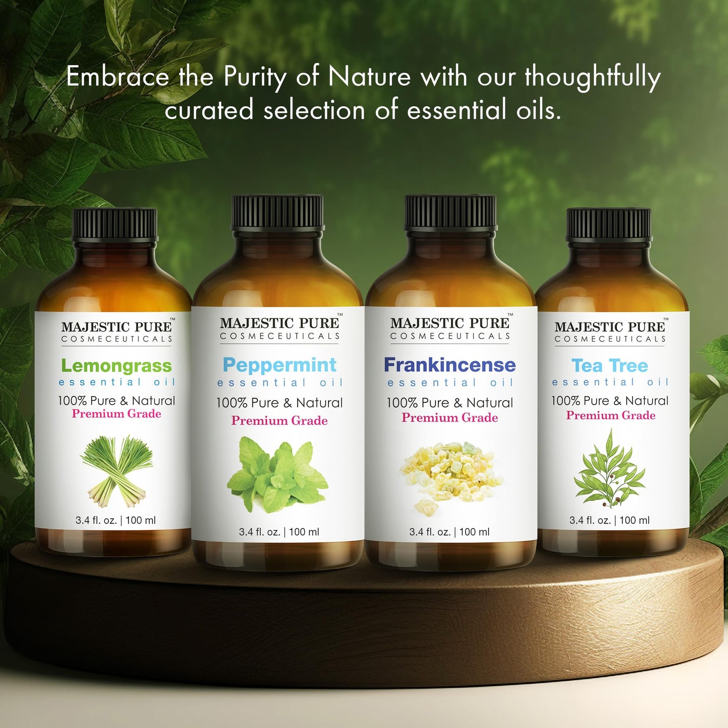 Majestic Pure Tea Tree Essential Oil – 100% Pure & Natural, Glass Dropper, 3.4 Fl Oz Pack of 2
