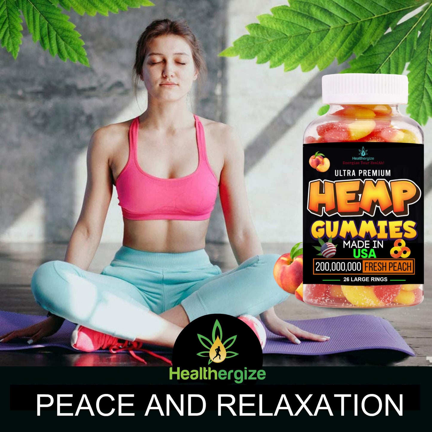 2Pack Hemp Gummies – Premium Hemp Oil Peach Ring (Made in USA)