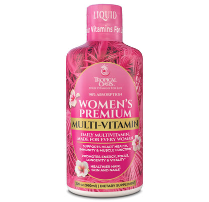 Tropical Oasis Premium Liquid Multivitamin for Women – Sugar Free, 98% Absorption, 32 Servings