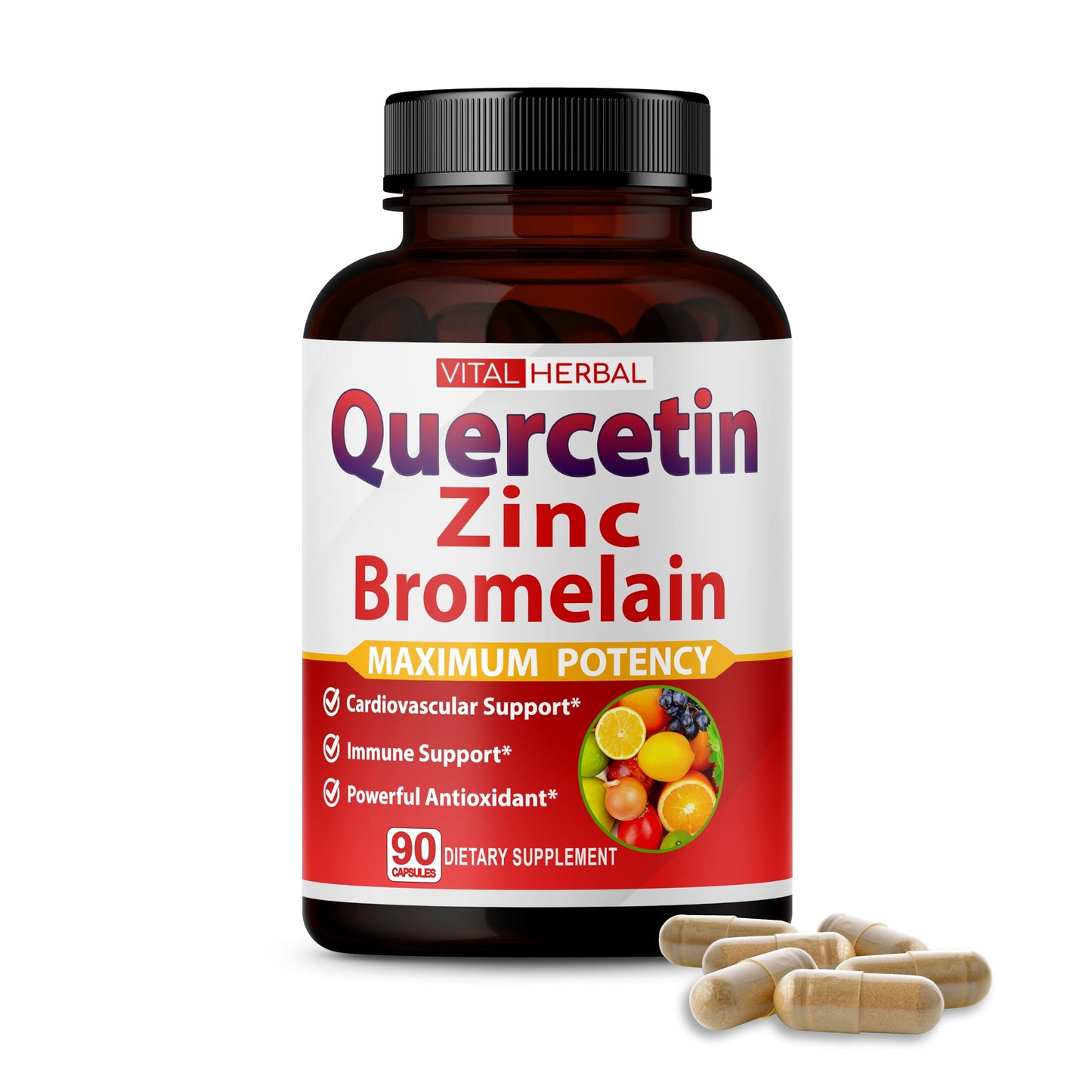 Premium Quercetin 98% with Bromelain, Green Tea & Ashwagandha – 90-Capsule Bottle