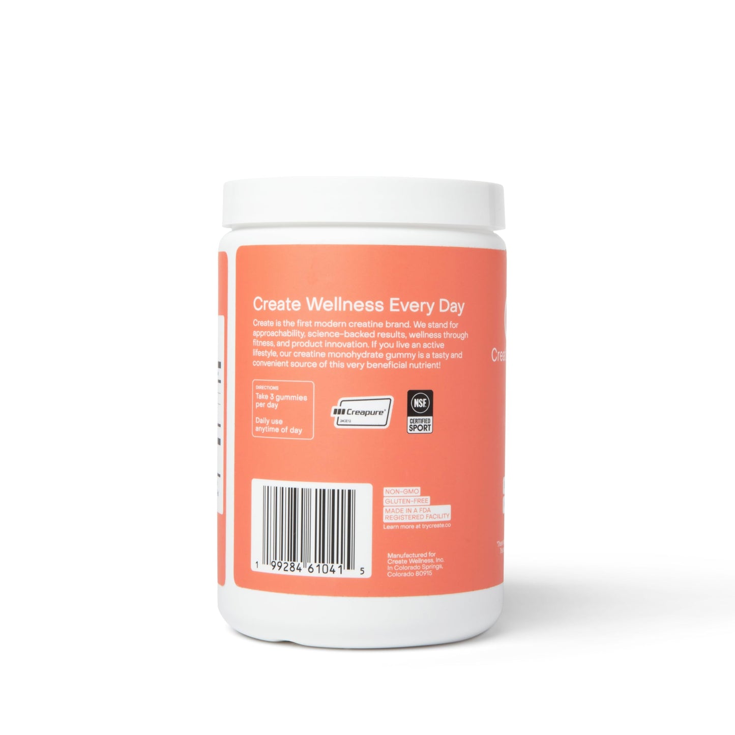 Create Creatine Monohydrate Gummies – 1.5g Per Gummy, Vegan, Anti-Melting, Sour Peach Flavor