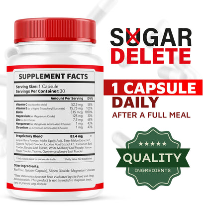 Sugar Delete Capsules (3 Pack) – Official Supplement, All-Natural Formula