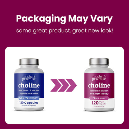 Prenatal Choline 550mg | 120 Capsules | VitaCholine for Pregnancy & Nursing
