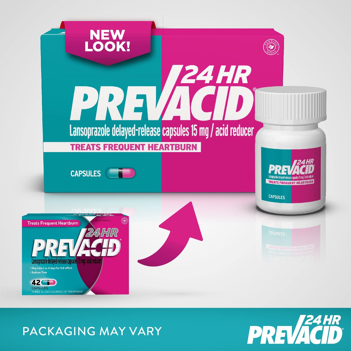Prevacid 24HR Lansoprazole 15 mg – 42 Count | 24-Hour Heartburn Relief