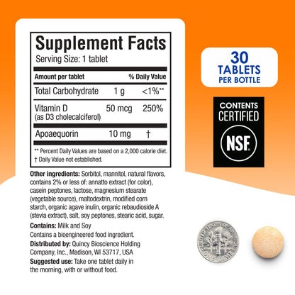 Prevagen Regular Strength Orange Chewables – 60 Tablets | 10 mg Apoaequorin + Vitamin D3 | 2-Month Supply | 7-Day Pill Minder