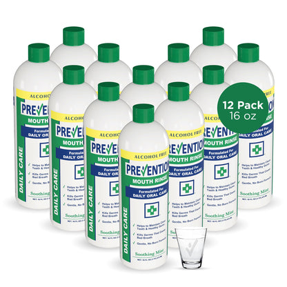 Prevention Daily Care Alcohol-Free Mouthwash – Hydrogen Peroxide Whitening, Fresh Mint, 16 oz (12 Pack)
