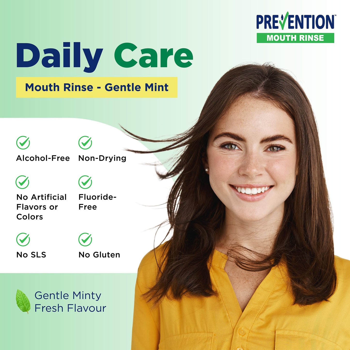 Prevention Daily Care Alcohol-Free Mouthwash – Hydrogen Peroxide Whitening, Fresh Mint, 16 oz (12 Pack)