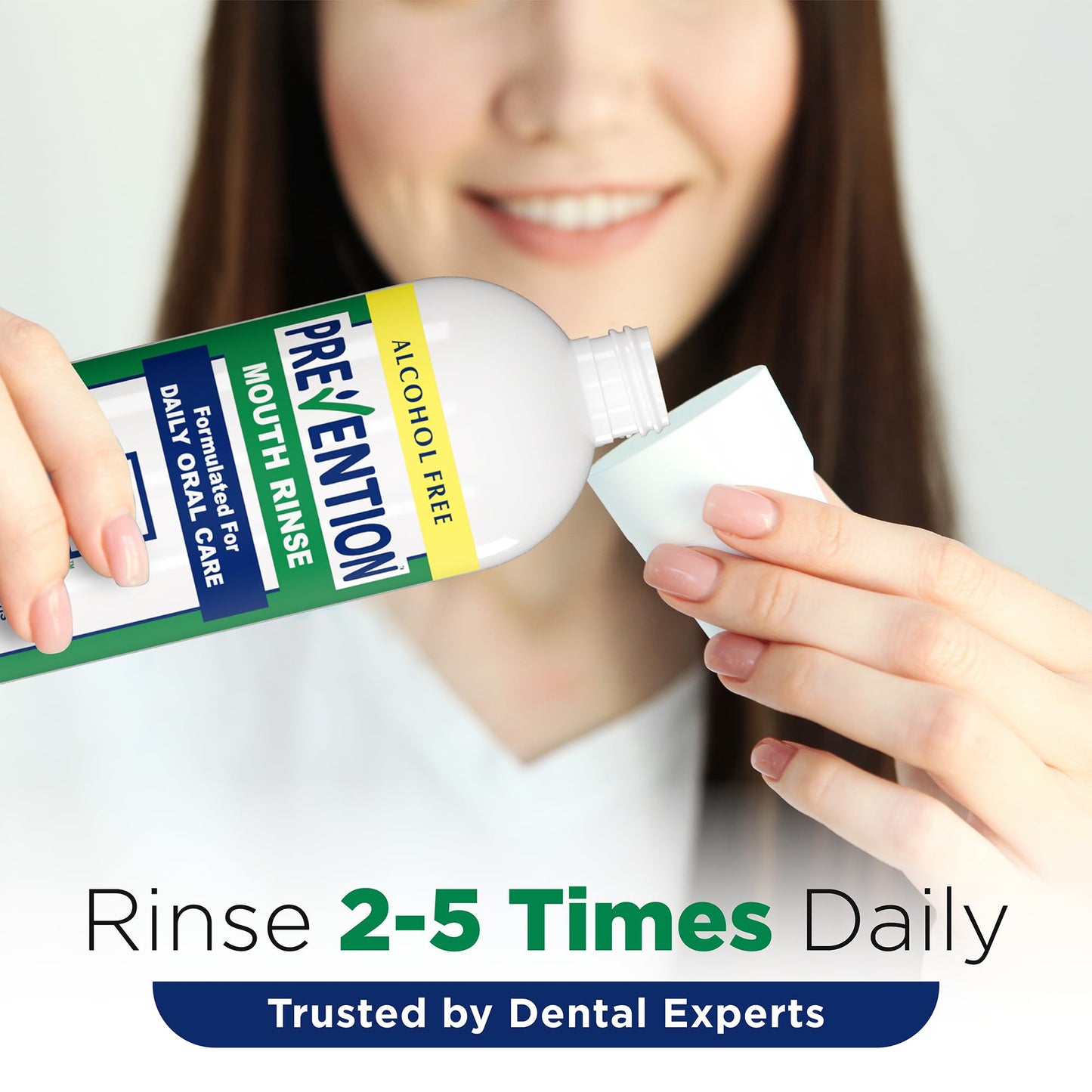 Prevention Daily Care Alcohol-Free Mouthwash – Hydrogen Peroxide Whitening, Fresh Mint, 16 oz (12 Pack)