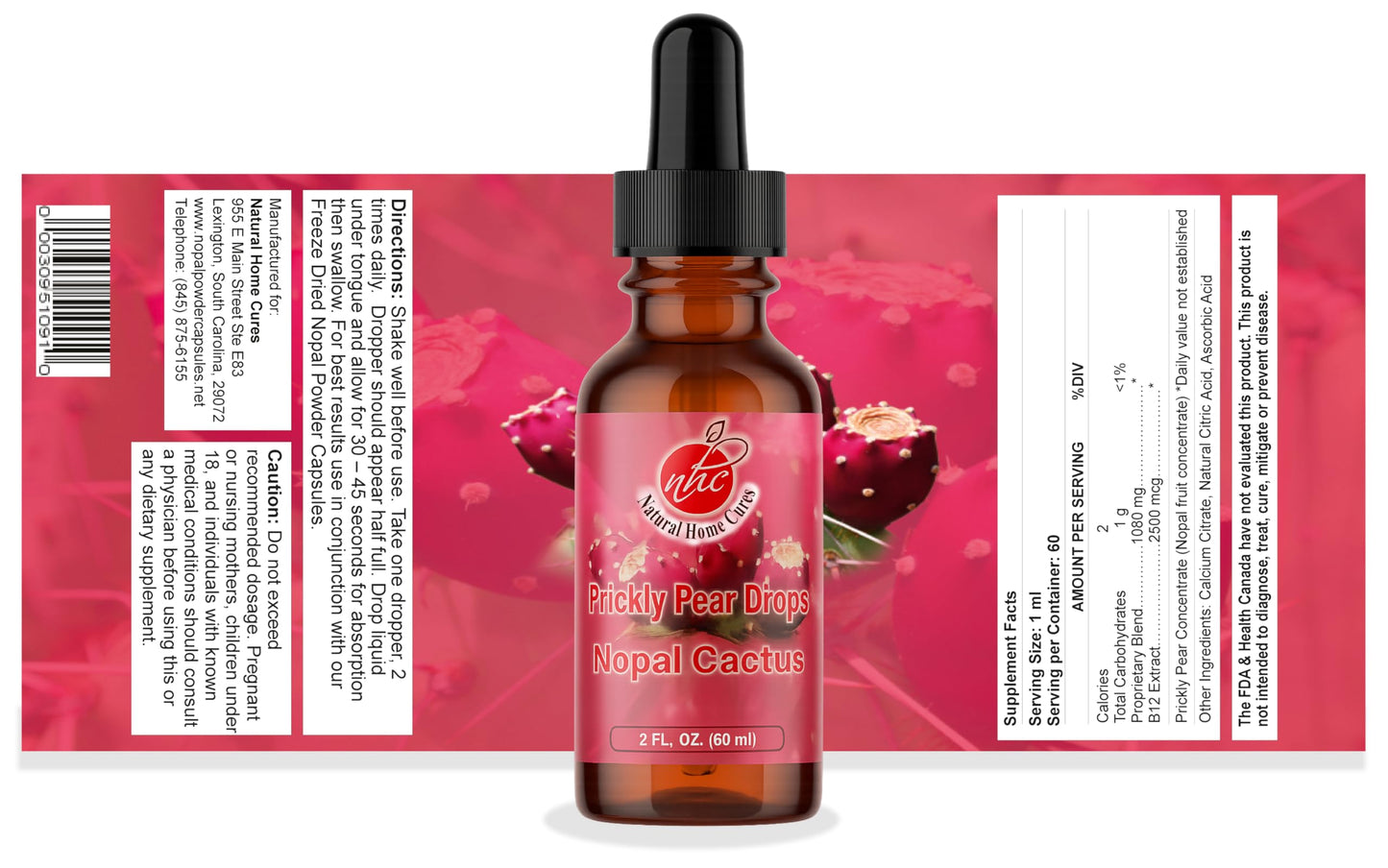 Prickly Pear Nopal Cactus Liquid Drops – Plant-Based Extract 2 oz