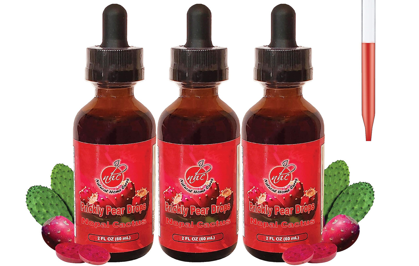 Natural Home Cures Prickly Pear Nopal Cactus Liquid Drops – 2 oz Each, 3-Pack