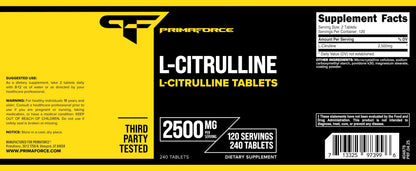 Primaforce L-Citrulline 2500mg – 240 Tablets, 120 Servings