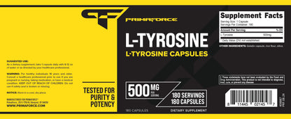 Primaforce L-Tyrosine Capsules | 180 Count, 500 mg per Serving