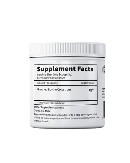 Primal Being Grassfed Colostrum Powder – Immune Support, Gut Health, Recovery (90 g, 3000 mg/serving)