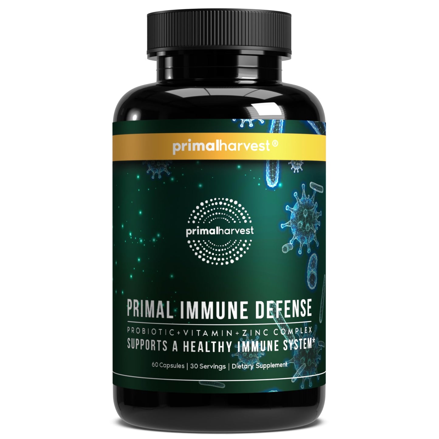 Primal Harvest Immune Defense 10-in-1 - Probiotics, Zinc, C, D3, K2 for Daily Immune Support
