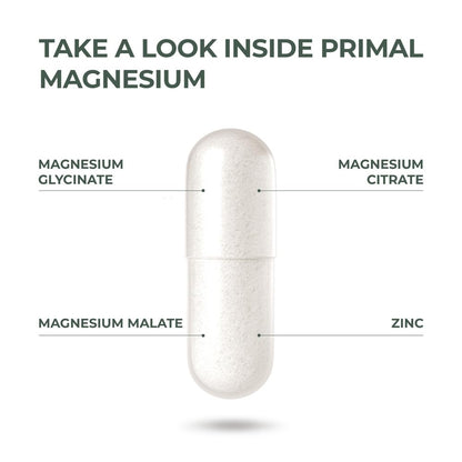 Primal Harvest Magnesium Complex 310mg with Glycinate, Citrate, Malate + Zinc — 2 Pack, 240 Capsules