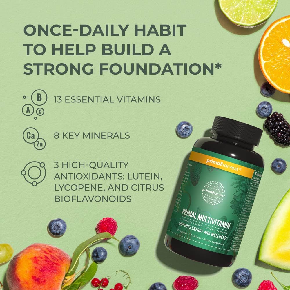 Primal Harvest Primal Multivitamin – Daily Multivitamin with 21 Essential Vitamins & Minerals