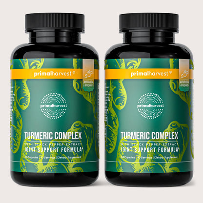 Primal Harvest 2-Pack Turmeric Complex with Black Pepper - Joint & Mobility Support, 120 Capsules