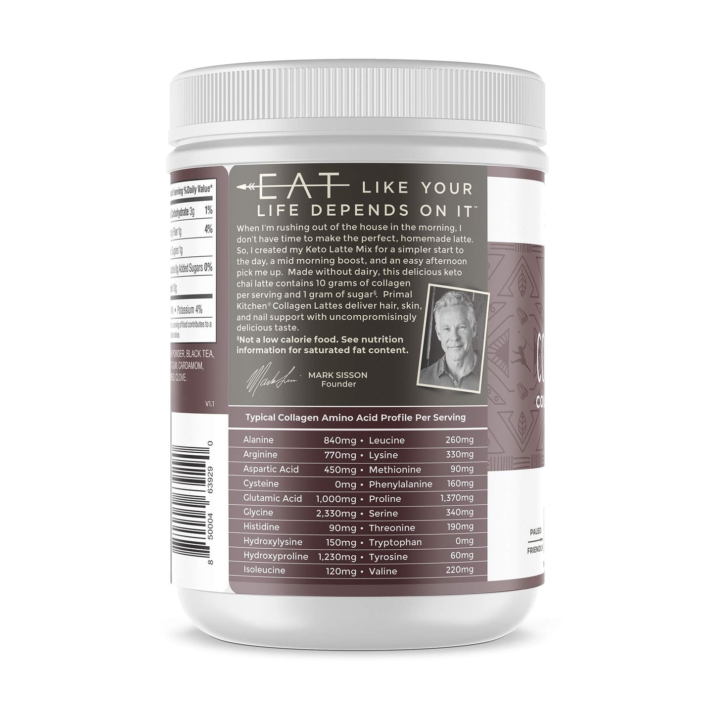 Primal Kitchen Chai Tea Collagen Keto Latte Powder - 11g Collagen per Serving | 8.55 oz