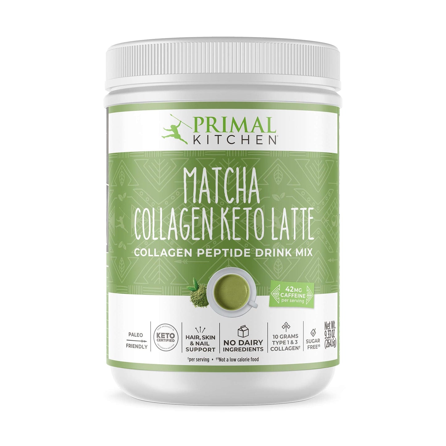 Primal Kitchen Matcha Collagen Keto Latte Powder – Sugar-Free, 9.33 oz