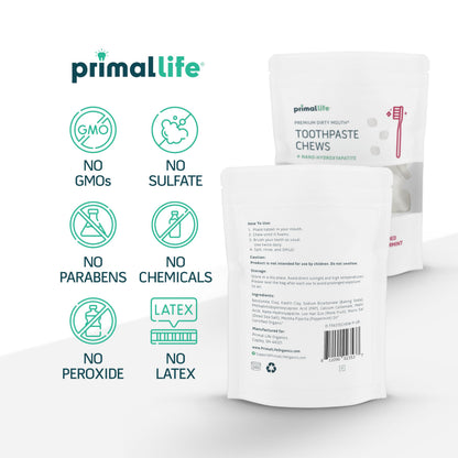 Primal Life Organics Dirty Mouth Chews – Nano-Hydroxyapatite Whitening, 60 Tabs, Polished Peppermint