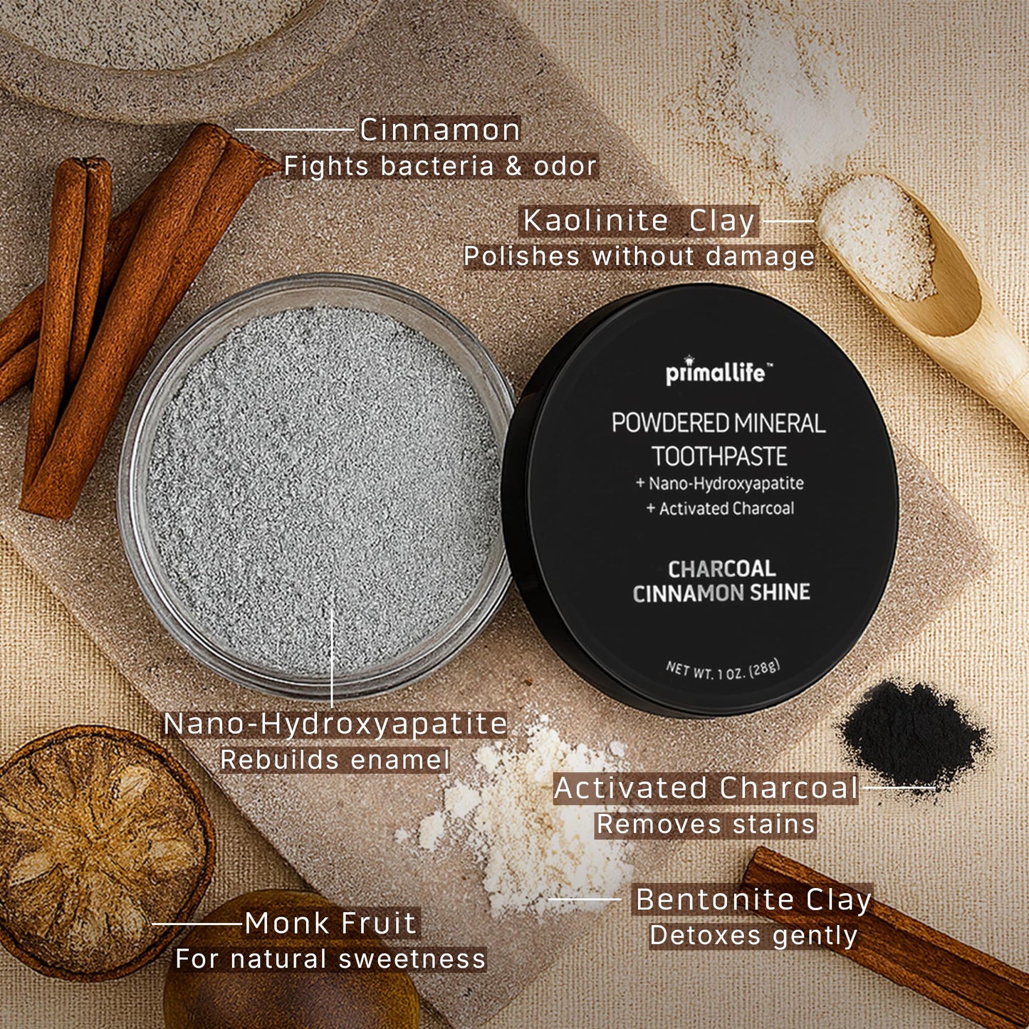 Dirty Mouth Toothpowder | Primal Life Organics – Organic, Vegan Toothpowder with Kaolin & Bentonite Clay, Charcoal Cinnamon