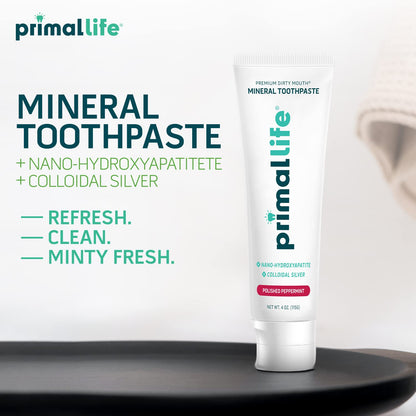 Primal Life Organics Dirty Mouth Mineral Toothpaste – Nano-Hydroxyapatite, Colloidal Silver, Charcoal