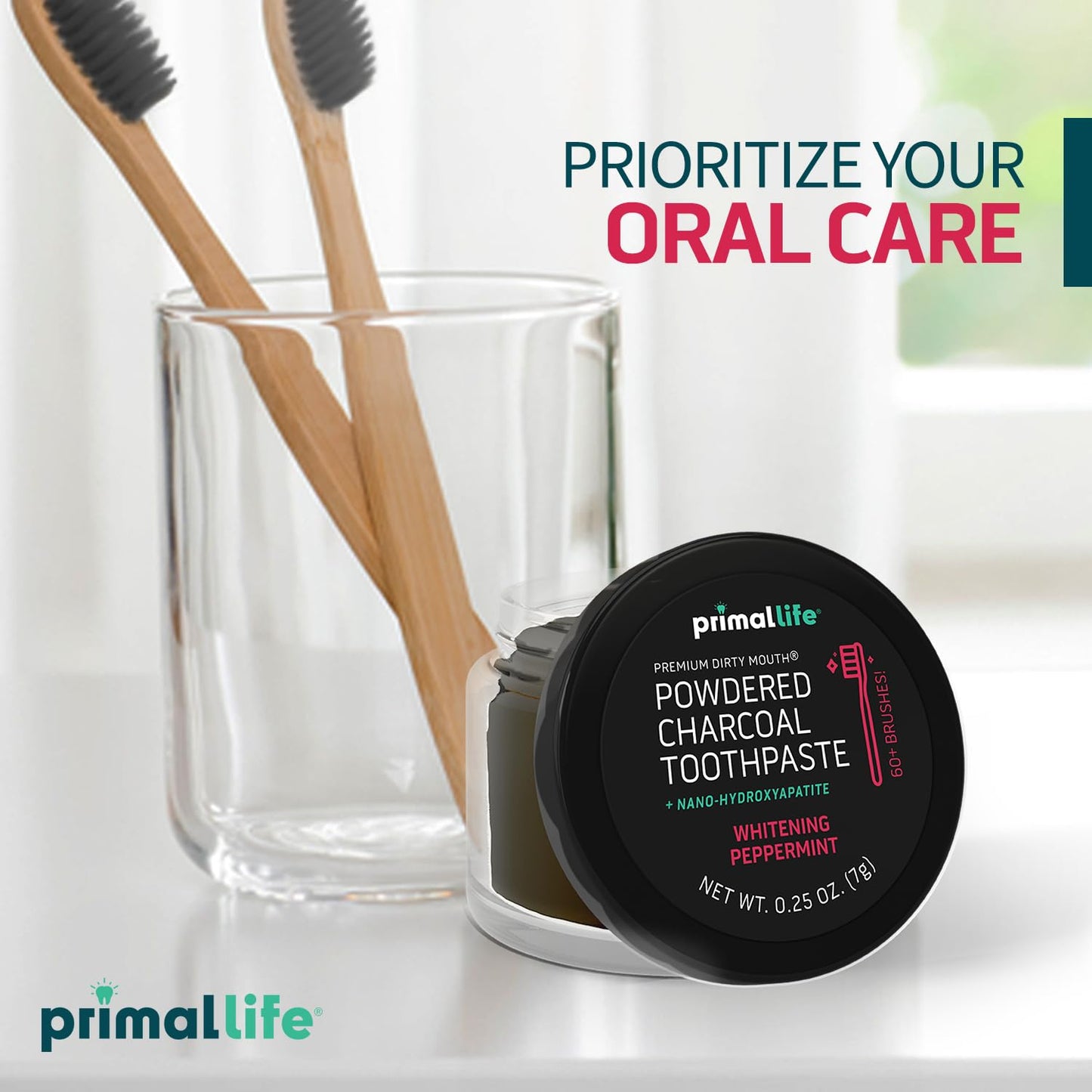 Primal Life Organics Dirty Mouth Toothpowder – Activated Charcoal Toothpowder, Black Peppermint 0.25oz