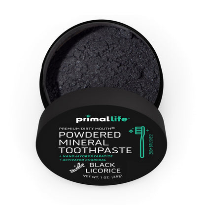 Primal Life Organics Dirty Mouth Toothpowder – Charcoal Black Licorice, 1 oz