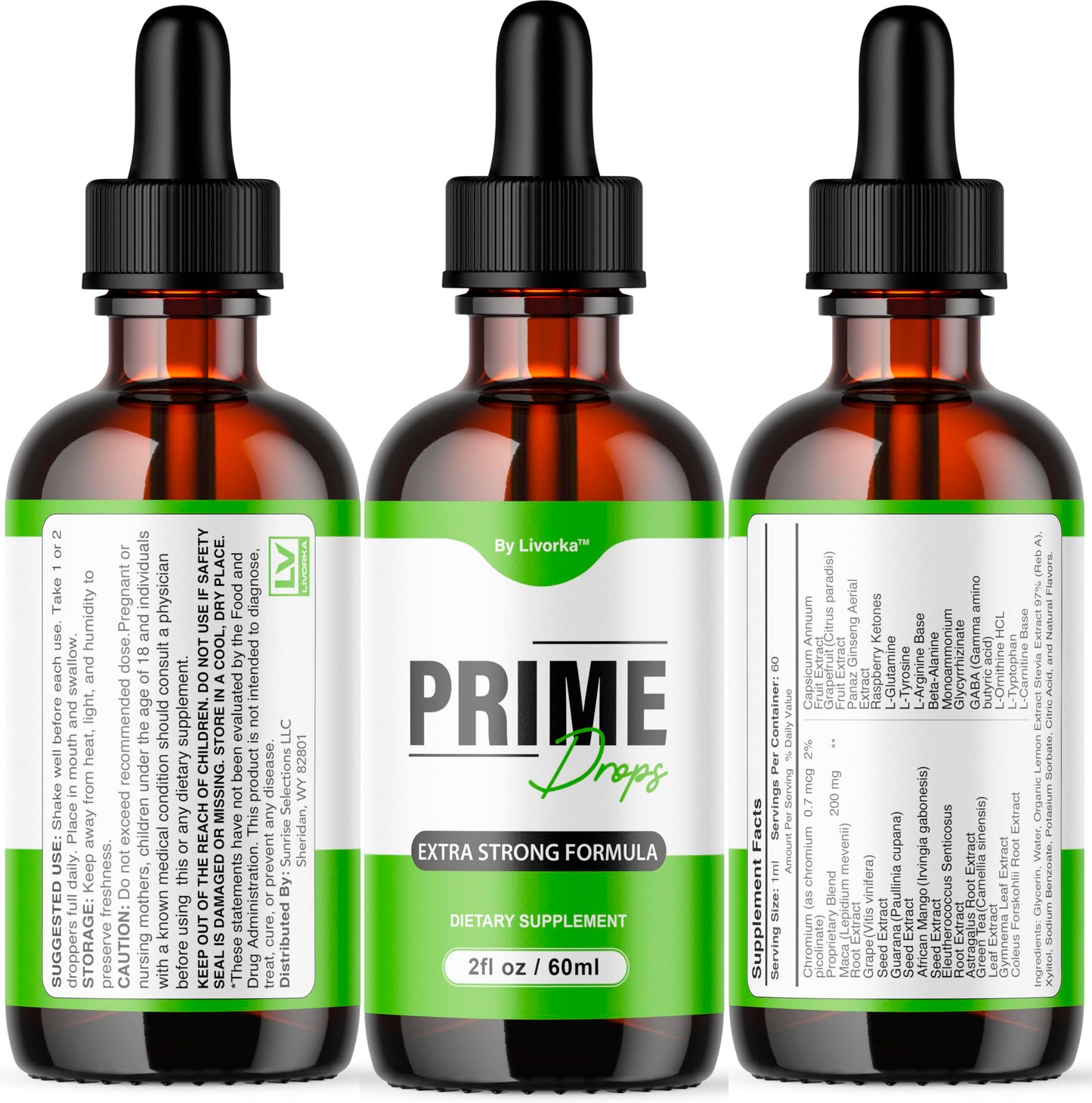 (2 Pack) Prime Drops for Men - Liquid All Natural | Maximum Strength PrimeDrops Formula - 2 Bottles for 2 Months