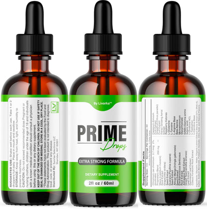 (2 Pack) Prime Drops for Men - Liquid All Natural | Maximum Strength PrimeDrops Formula - 2 Bottles for 2 Months
