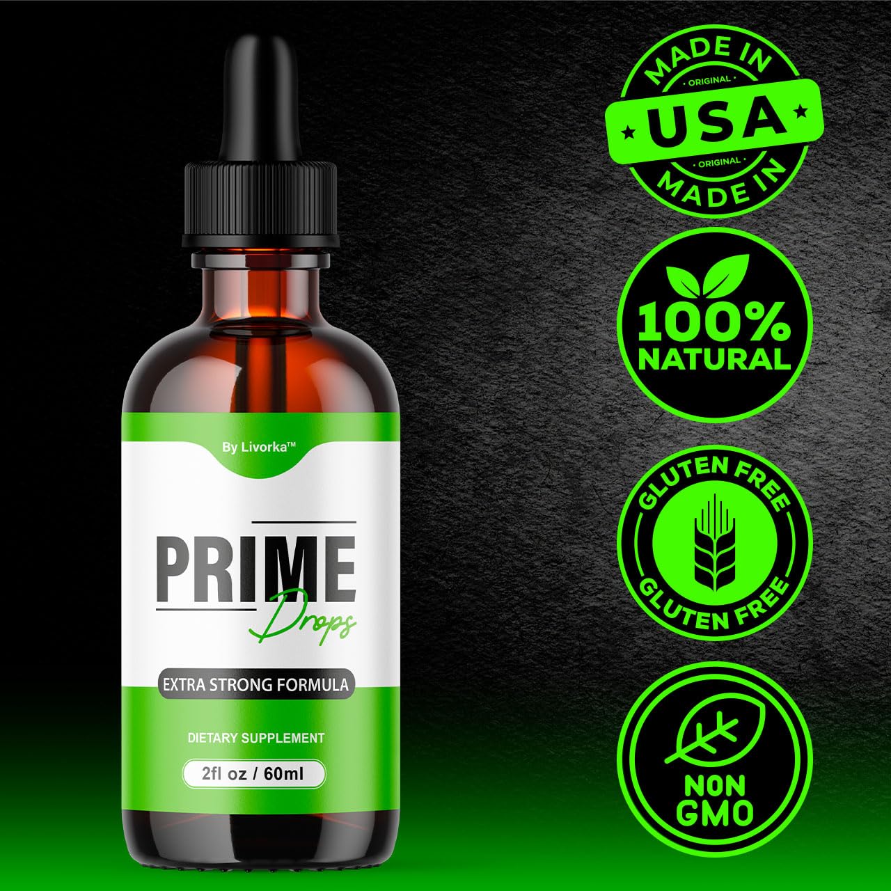 (2 Pack) Prime Drops for Men - Liquid All Natural | Maximum Strength PrimeDrops Formula - 2 Bottles for 2 Months