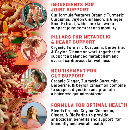 PrimeMD 5-in-1 Organic Turmeric Curcumin + Berberine & Cinnamon (4210mg) – 120 ct Pack of 4