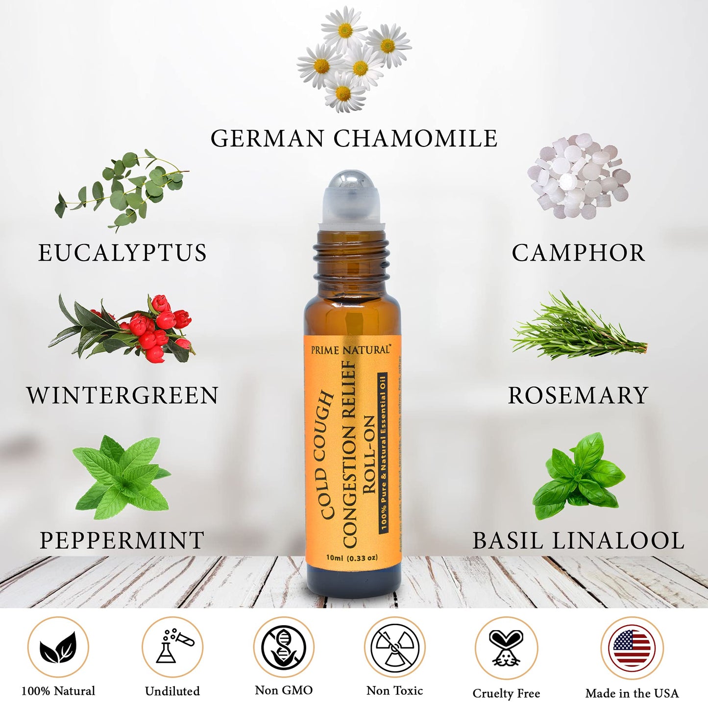 Prime Natural Cold Cough Congestion Relief Essential Oil Roll-On 10ml