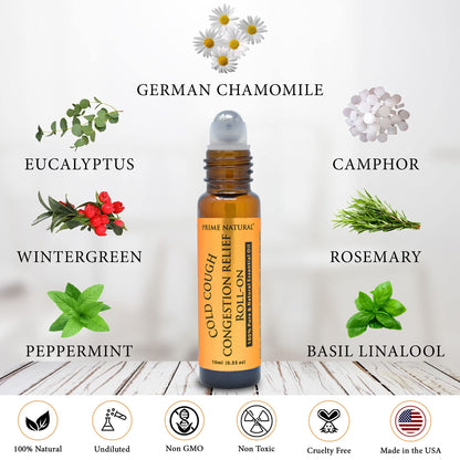 Prime Natural Cold Cough Congestion Relief Essential Oil Roll-On 10ml