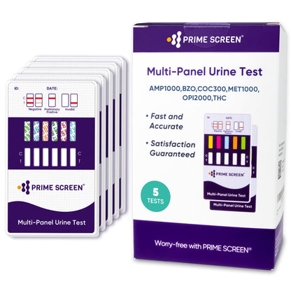 Prime Screen 5 Pack 6-Panel Urine Drug Test Kit – THC, BZO, MET, OPI, AMP, COC | WDOA-264