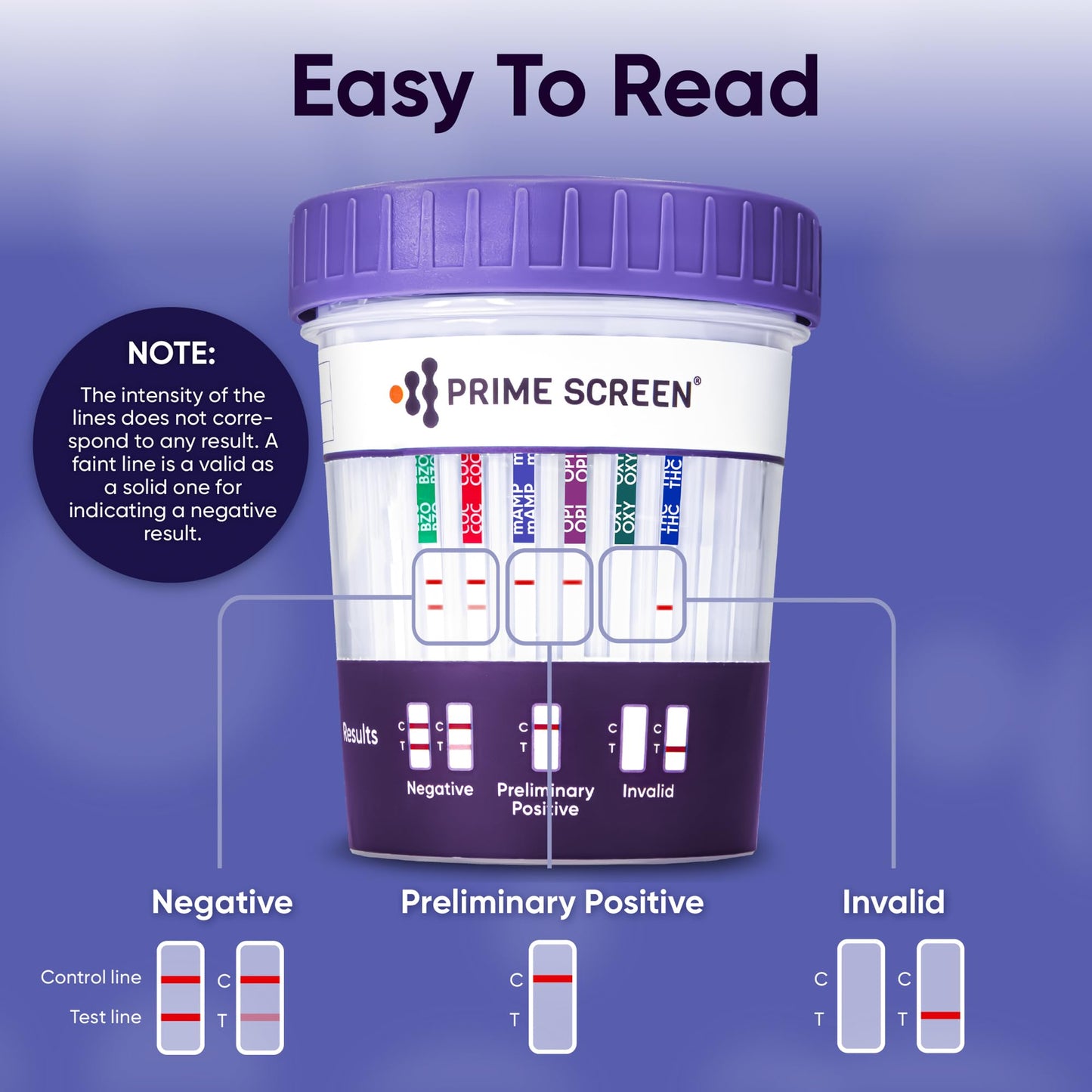 [5 Pack] Prime Screen 6-Panel Urine Test Cup - CLIA Waived - BZO COC mAMP OPI OXY THC - C-CUP-TDOA-564