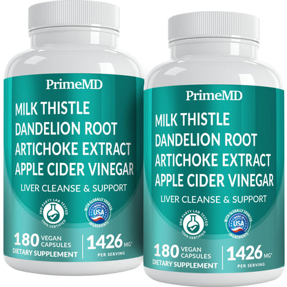 PrimeMD 32-in-1 Liver Support with Milk Thistle – 180 Count (Pack of 2) – 1426mg