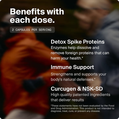 PRIMONUTRA Spike Detox with NSK-SD Nattokinase, Bromelain, Curcugen & Molecular Hydrogen
