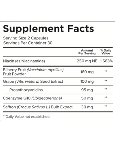 Pristene Eye Vitamins with Bilberry, Saffron, Niacinamide & CoQ10 for Optic Nerve Support – Neuroptene (60 Capsules)