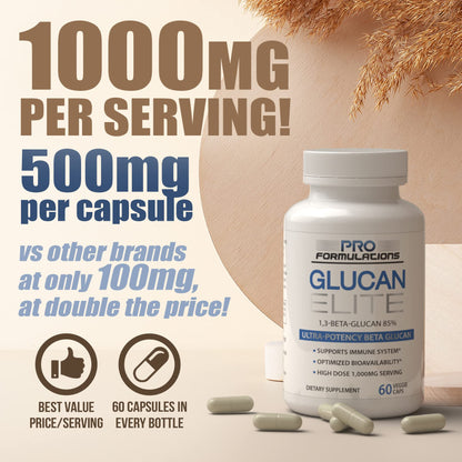 Glucan Elite 85% Beta 1,3D Glucan 500mg – 60 VCaps | BGF-Immune Potency | Pro Formulations MD (Pack of 3)