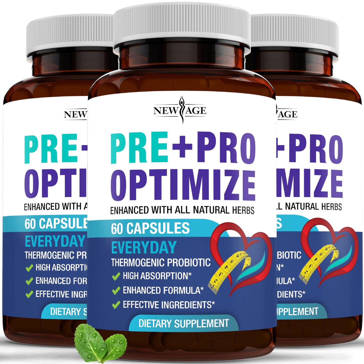 NEW AGE Pro Optimize Probiotics for Women - 70B CFU, Menopause Support, Dong Quai Pack of 3