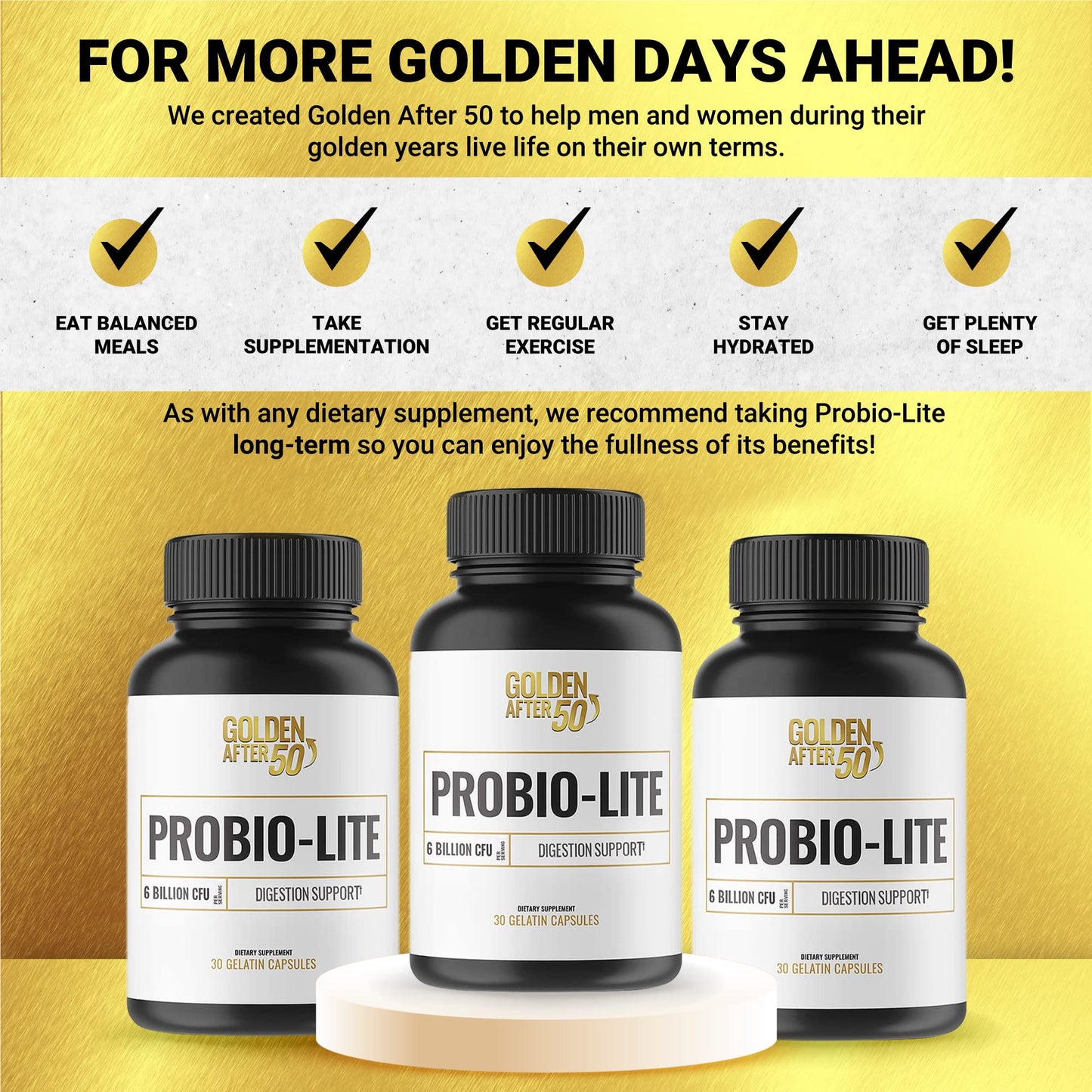 Golden After 50 Probio-Lite – Gut Health & Digestion Support | Probiotics for Men & Women