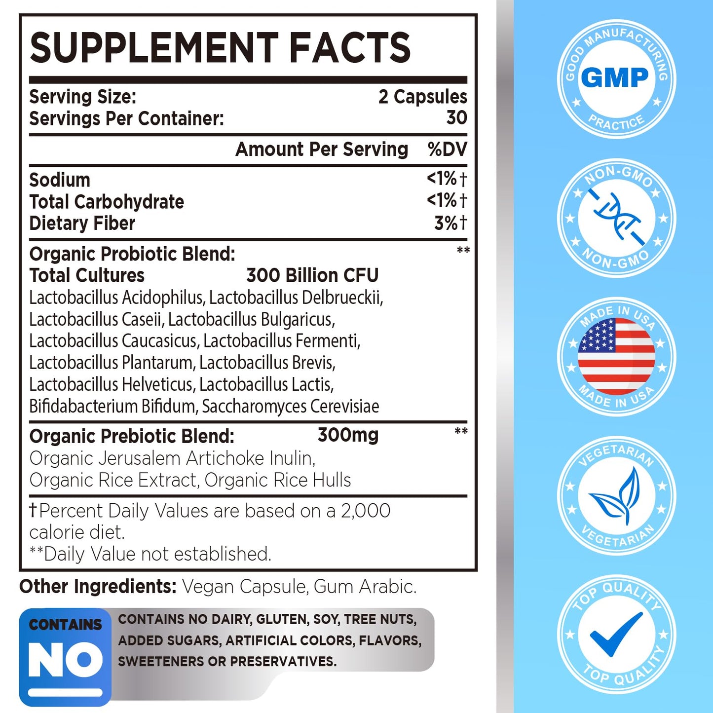 300 Billion CFU Probiotic with 12 Strains & 3 Organic Prebiotics – Daily Digestive & Immune Support, Vegan, Shelf-Stable, 120 Count